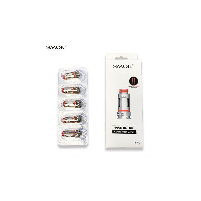 Boîte de 5 résistances RGC Conical Mesh 0,17 ohm RPM80 - SMOK 40/80